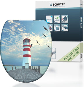Deska sedesowa Schütte 82149 latarnia morska - duroplast - cichy domyk - chromowane zawiasy - dekor - druk jednostronny