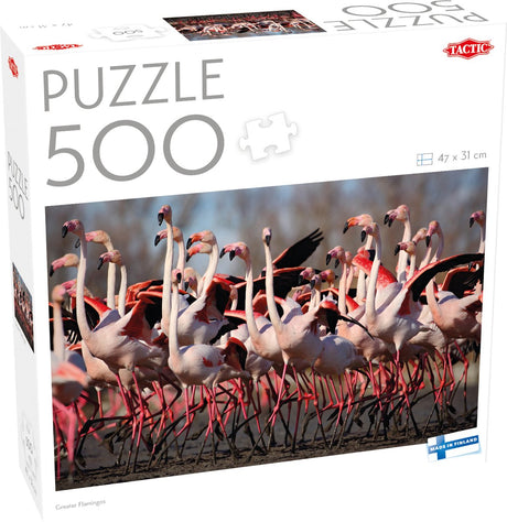Taktyka większe flamingi - puzzle - 500 elementów - flamingi w rezerwacie przyrody - tropikalne ptaki i krajobraz wodny - wysoka skandynawska jakość