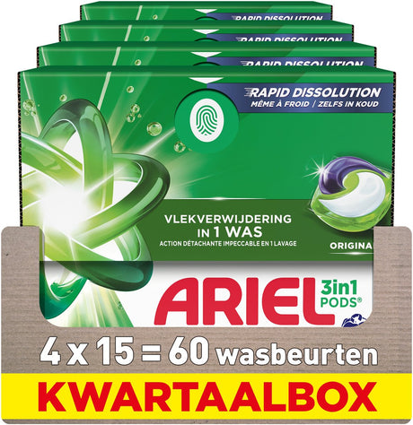 Oryginalne kapsułki z detergentem Ariel 3w1 - 4 x 15 prań