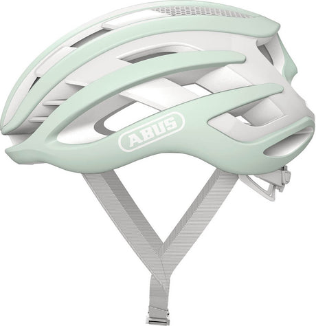 Kask rowerowy Abus Airbreaker pure mint l - 59-61 cm - jasnozielony - odpowiedni do stosowania na rowerach wyścigowych - rowerach szutrowych - 230 g