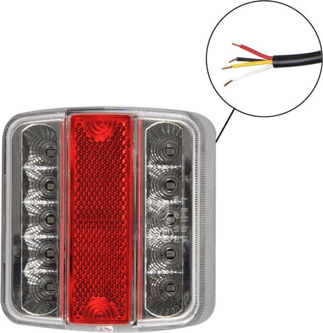 Proplus achterlicht aanhanger 98 x 105 mm – 4 functies met 14 led – 12v en ip67 – rood wit
