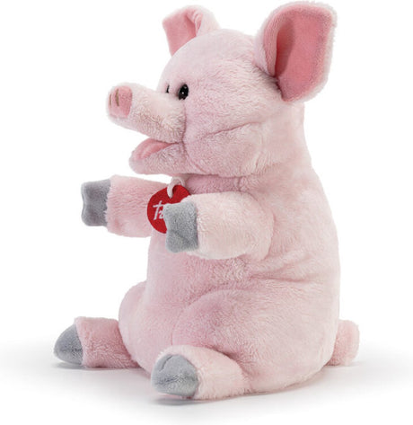 Trudi - rękawiczka lalek świnia 26 cm - ręcznie robiona we Włoszech - miękki plusz - przytulanka dla chłopców i dziewcząt - różowy - 16,5x26x16 cm rozmiar s