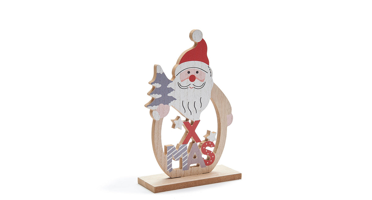 Wooden santa open 14x20cm