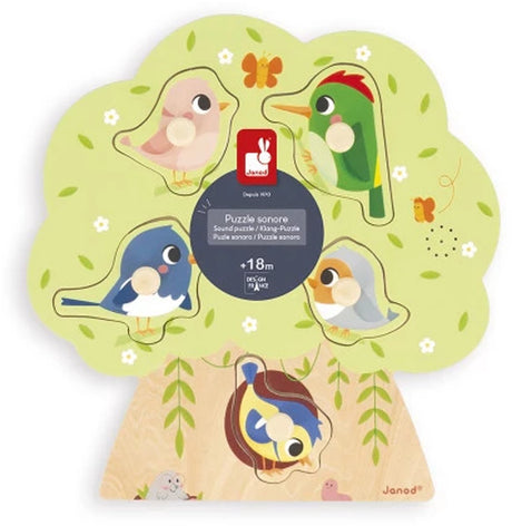 Janod - puzzle muzyczne - ptaki - 5 sztuk