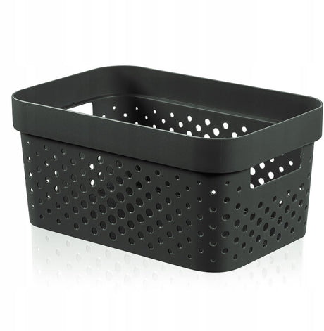 Krzywa | koszyk infinity dots xs 1,4 l z recyklingu, antracytowo-szary, materiał w 100% z recyklingu, 17 x 12,6 x 8,4 cm