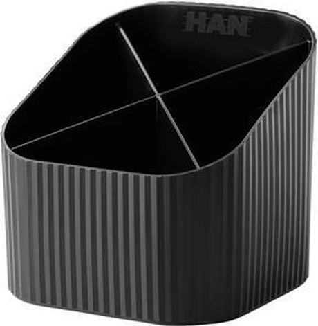 Piórnik Han - re-x-loop - 4 przegródki - czarny - 100% materiału pochodzącego z recyklingu - ha-17238-913