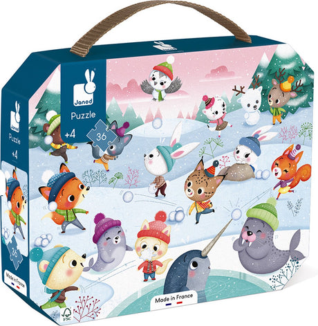 Janod - puzzle Snow Party - w pudełku z puzzlami - 36 elementów - odpowiednie od 4 lat
