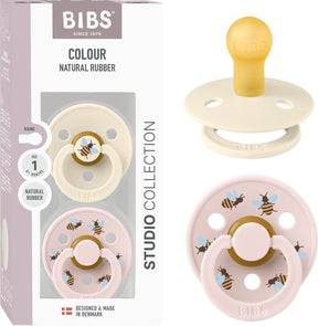 Bibs colour fopspeen - 0-6 mnd - 2-pack - rond - ivory petal