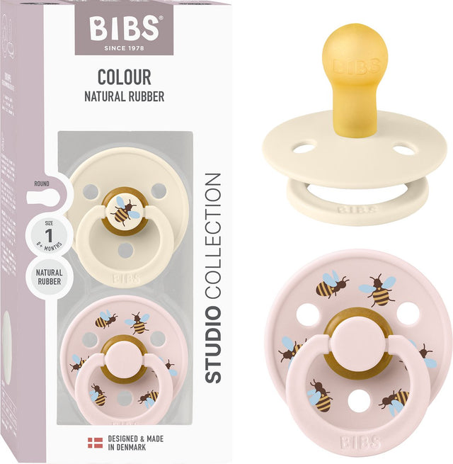 Bibs colour fopspeen - 0-6 mnd - 2-pack - rond - ivory petal