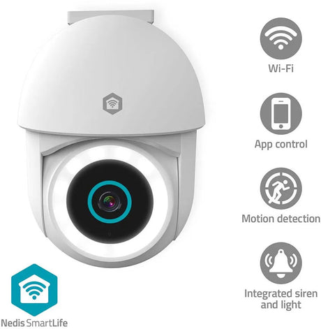Kamera zewnętrzna Nedis smartlife – 3mp – Wi-Fi – reflektor – obrót w pionie – ip65 – biała