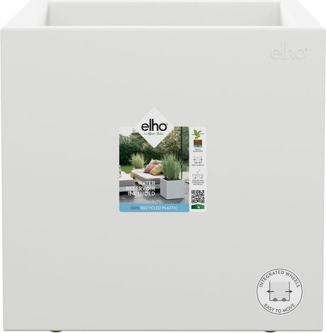 Elho vivo next Square 40 - donica do wnętrz na zewnątrz - 100% plastiku pochodzącego z recyklingu - dł. 39,0 x wys. 37,9 cm - biały