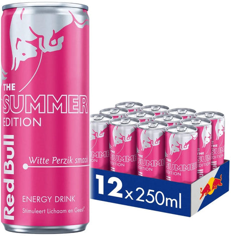 Red bull summer witte perzik blik (12x 250ml)