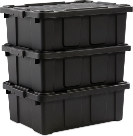 Wytrzymałe pudełko do przechowywania Powerbox Iris - 43 l - Plastik w 100% z recyklingu - czarny - zestaw 3