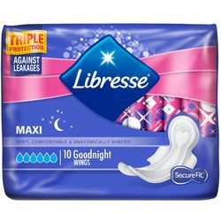 Podpaski higieniczne libresse maxi dobranoc skrzydełka 10 sztuk