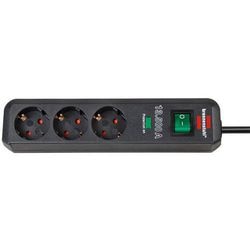 Listwa zasilająca Brennerstuhl eco-line 13 500 A z zabezpieczeniem przeciwprzepięciowym, listwa zasilająca 3-kierunkowa (antracyt, 1,5 m)