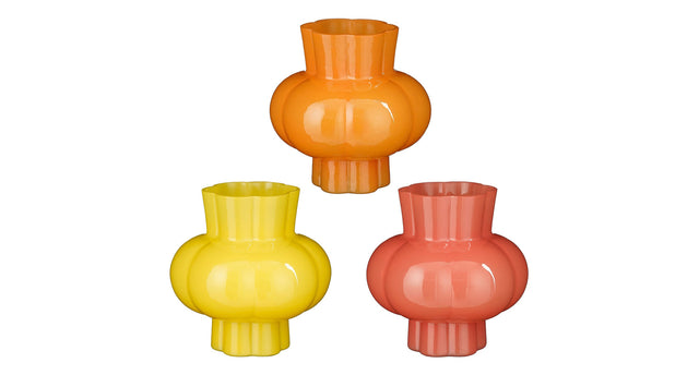 Vaas roze oranje geel 3 assorti - h16xd16cm - glas