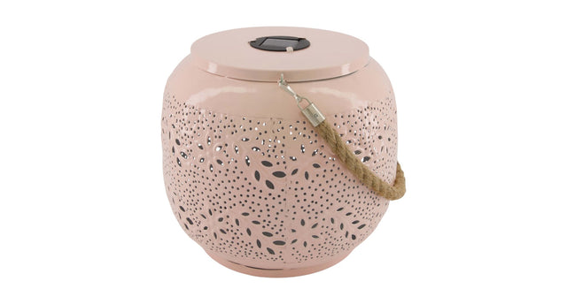 Lantern solar metal 28x28x25cm light pink