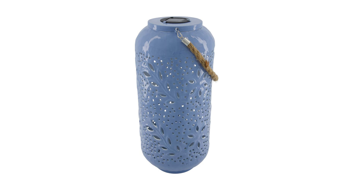 Lantern solar metal 19x19x40cm blue