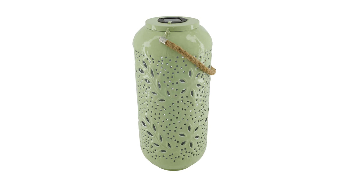 Lantern solar metal 19x19x40cm light green