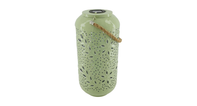 Lantern solar metal 19x19x40cm light green