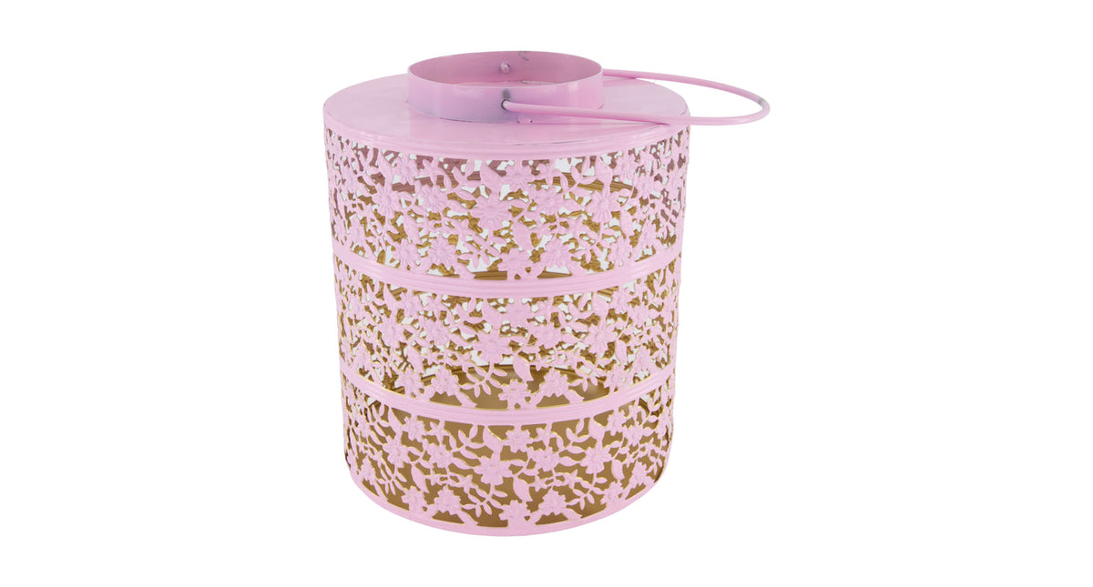 Lantern solar metal 22x22x28cm light pink