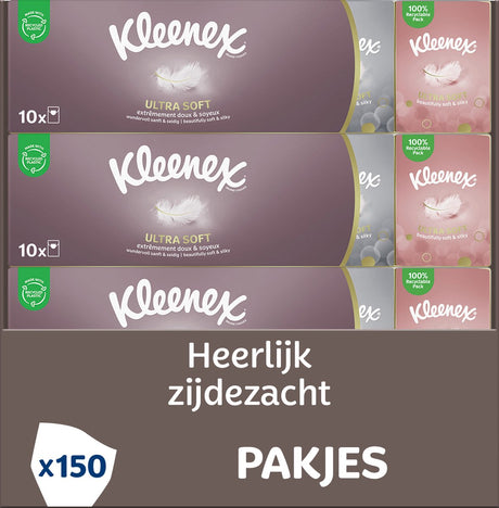 Chusteczki Kleenex - ultra miękkie - pudełko wartościowe - 10 opakowań x 15 sztuk - 150 chusteczek