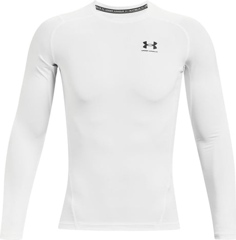 Męska koszulka sportowa Under Armour UA HG Armor Comp LS-WHT w kolorze biało-czarnym