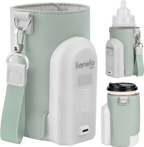 Podgrzewacz do butelek Lionelo thermup go evo - mobilny - 5 poziomów temperatury - ładowanie przez USB-C - do 9 godzin ciepła - nadaje się do szkła i plastiku