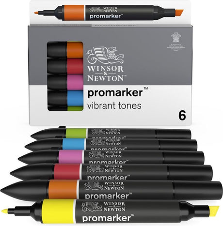 Winsor Newton 0290110 ProMarker™ 6 żywych tonów | profesjonalne markery układowe, markery alkoholowe