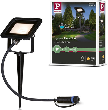 Paulmann Plug Shine LED Punkty Ogrodowe Fluter Loose Spot IP65 3000K 6,8W Czarny