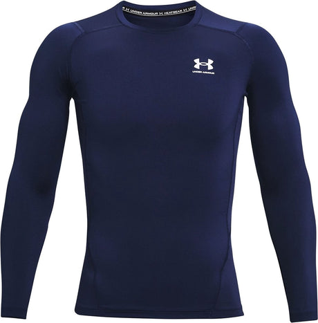 Męska koszula sportowa Under Armour UA HG Armor Comp LS-Blu - granatowy - biały