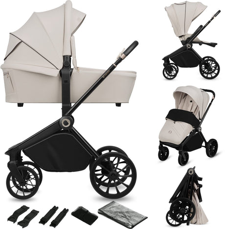 Lionelo mika plus - wózek 2w1 - zestaw XXL - uniwersalny i całoroczny - duże koła - do 22kg - obsługa jedną ręką - na każdy teren - zestaw akcesoriów