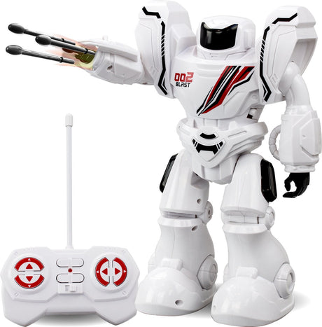 Srebrny robot robo blast one white - sterowany robot-zabawka ze strzelającą pięścią - wysokość 26 cm