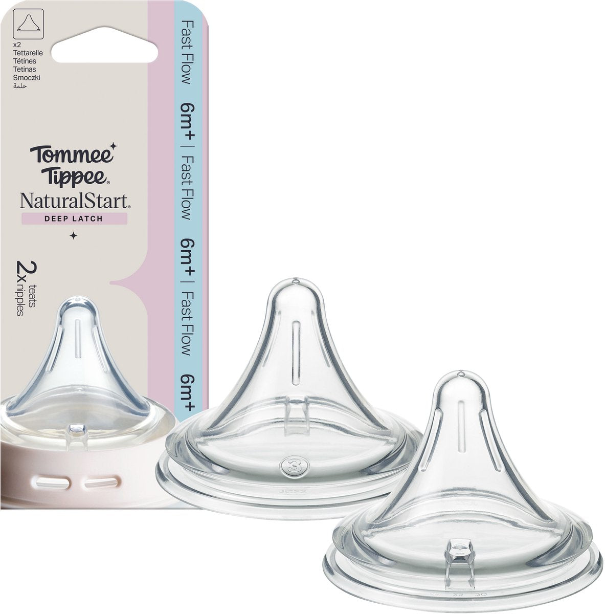 Tommee tippee natural start deep latch driehoekige spenen - set van 2 fast flow speen