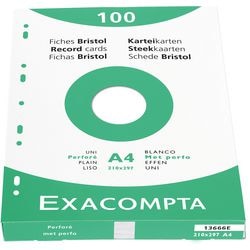 Karty katalogowe exacompta 13666e, biały papier