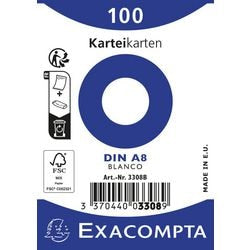 Karty katalogowe exacompta 3308b, biały papier