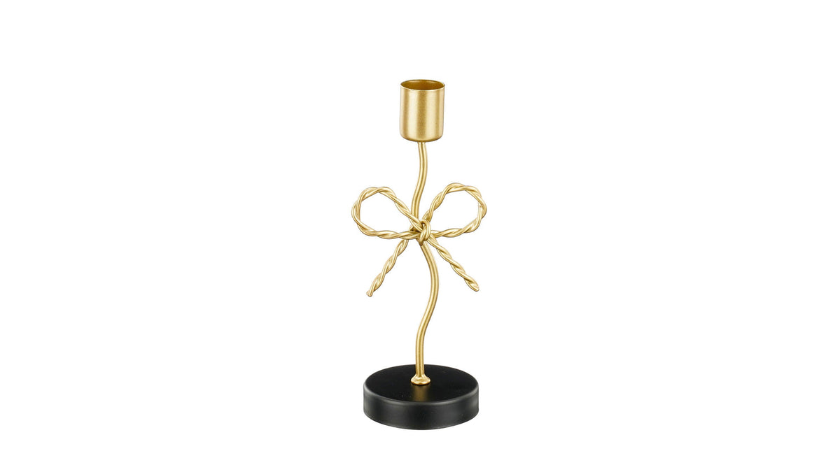 Kandelaar strik goud - l7xb6,5xh18cm