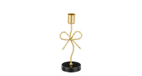Kandelaar strik goud - l7xb6,5xh18cm