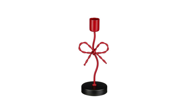 Kandelaar strik rood - l7xb6,5xh18cm