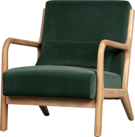 Fotel Woood Mark - aksamit - butelkowa zieleń - 75x67x82