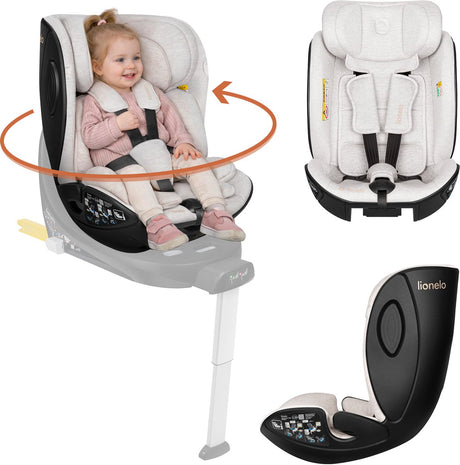 Fotelik samochodowy Lionelo moxie next i-size 40–105 cm (0–4 lata) – modułowy system moxie – rwf fwf – 5-pozycyjne oparcie – 8-kierunkowy zagłówek – pokrycie z tkaniny bambusowej – zabezpieczenie bocznych łyków – wentylacja – certyfikat i-size