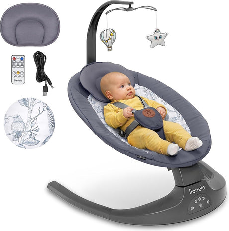 Lionelo ralf - huśtawka dziecięca premium - 2w1 - 5 automatycznych prędkości huśtania - od 0 do 9kg