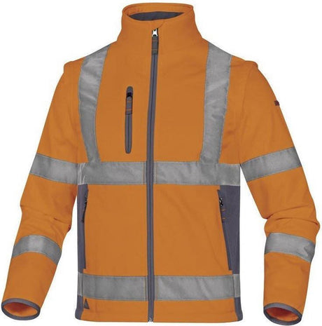 Kurtka softshellowa Delta Plus Hi-Vis ze stretchu 2w1 Moonlight - fluoro pomarańczowa | żółty - XL