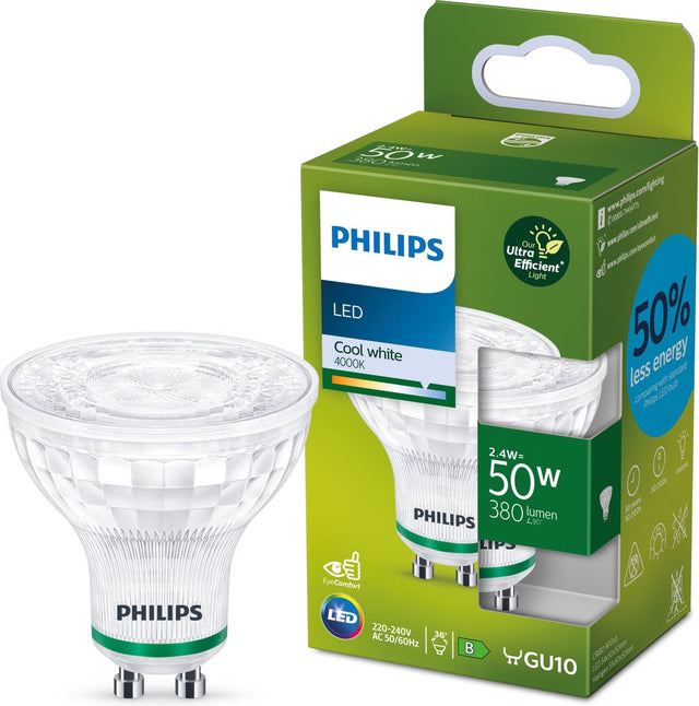 Philips led philips ultra efficient led spot - 50 w - gu10 - koelwit licht