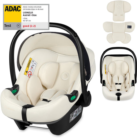 Fotelik samochodowy Lionelo Astrid i-size – adac 5-gwiazdkowy – 40-87 cm – rwf – pianka z pamięcią kształtu – regulowany zagłówek (7 cm) – pasy holmbergs – kompatybilny z wózkiem z bazą isofix – standard i-size – bezpieczny dla światła