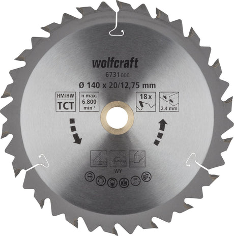 Wolfcraft - piła tarczowa 140x12,75mm - 18 zębów - brzeszczot do piły tarczowej - seria brązowa - 6731000