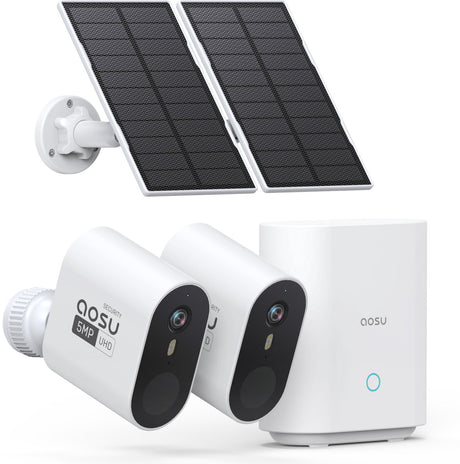 System kamer solarnych Aosu max - 2 kamery bezpieczeństwa - rozdzielczość 2k - energia słoneczna - bezprzewodowa - 32 GB