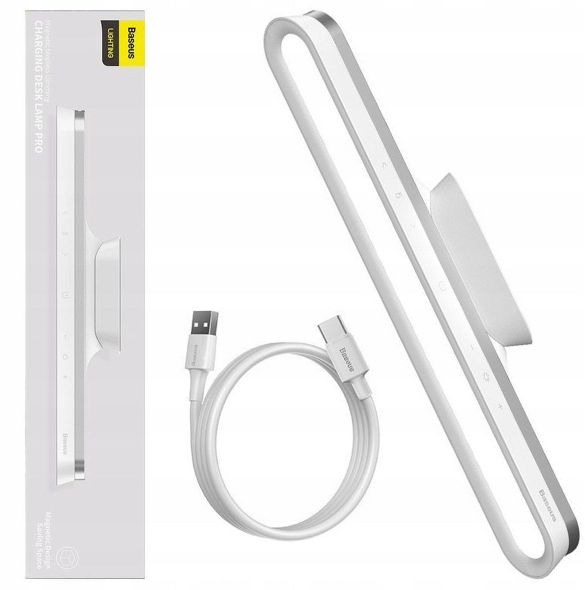 Baseus lampa magnetyczna magnetic stepless pro, z panelem dotykowym (biała)