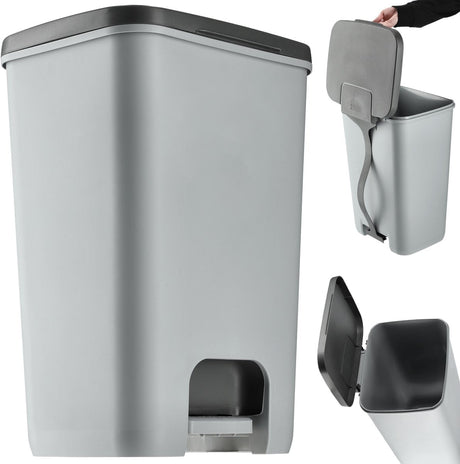 Kosz na śmieci z pedałem Curver Essentials - 40 l - srebrny antracyt