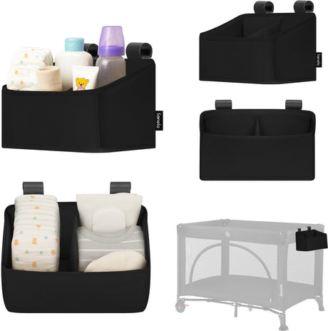 Lionelo sidepocket small – organizer do łóżeczka przyłóżkowego 26×12×15 cm – 2 przegródki na pieluchy, akcesoria do chusteczek – na łóżeczko podróżne, pojemnik do spania – wzmocniony, przenośny wielofunkcyjny